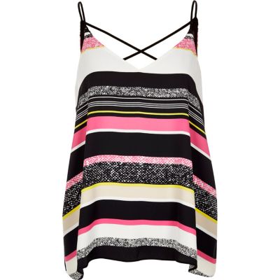 Pink candy stripe strappy cami